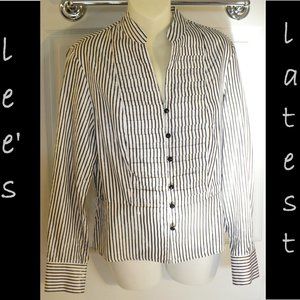 Jones NY Striped Tuxedo Style Shirt, Medium